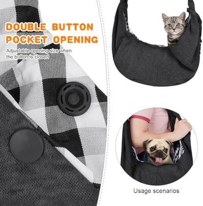 Dog Sling Carrier with Padded Strap, Reversible Pet Carrier for Cat Dogs, Hands Free Puppy Sling with Pocket, Dog Carriers for Small Dogs Cats, Cat Purse Bag Outdoor Travel Safety Harness - Image 5