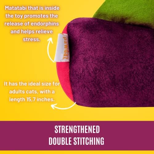 pawdaz Large Cat Toy Dino, Catnip Matatabi Silvervine Filled Help Relief Stress Interactive Indoor Cat Kicker with Bell and Smell (Purple) - Image 5