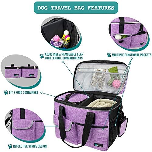 PetAmi Dog Travel Bag Organizer, Pet Supplies Diaper Tote, Purple Medium - Image 4