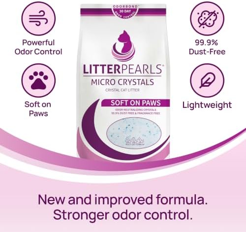 Litter Pearls Micro Crystals Unscented Non-Clumping Crystal Cat Litter with Odorbond, 7 lb, White, Clear and Blue Crystals (LPMC7) - Image 2