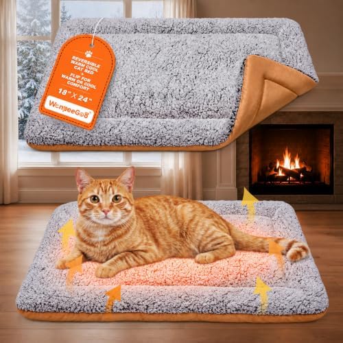 Self Warming Cat Bed, Reversible Cooling Mat for Cats, Dark Brown, 18x24 In by WanpeeGoo