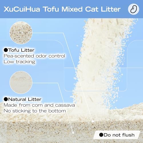 XuCuiHua Tofu Mix Cat Litter, Plant-Based, Strong Clumping Litter, Odor Control, Easy Scooping, Clumps Lift Cleanly, Low Dust, Corn & Cassava Litter, 5.5 LB x 3 Bags - Image 2