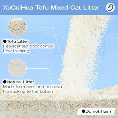 XuCuiHua Tofu Mix Cat Litter, Plant-Based, Strong Clumping Litter, Odor Control, Easy Scooping, Clumps Lift Cleanly, Low Dust, Corn & Cassava Litter, 5.5 LB x 3 Bags - Image 2