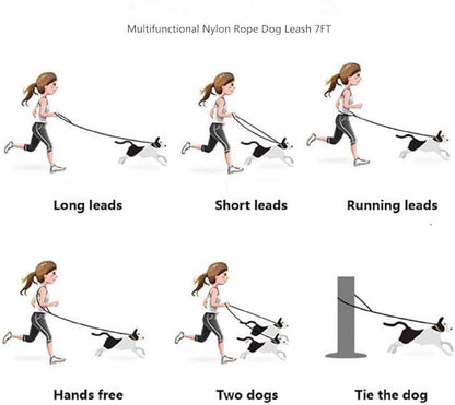 Hands Free Dog Leash 7FT, Nylon Rope Waist Leash for Dog Walking Running