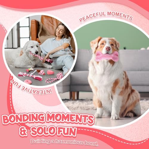 Vinsot 12 Pack Large Dog Chew Toys for Aggressive Chewers, Pink - Image 5