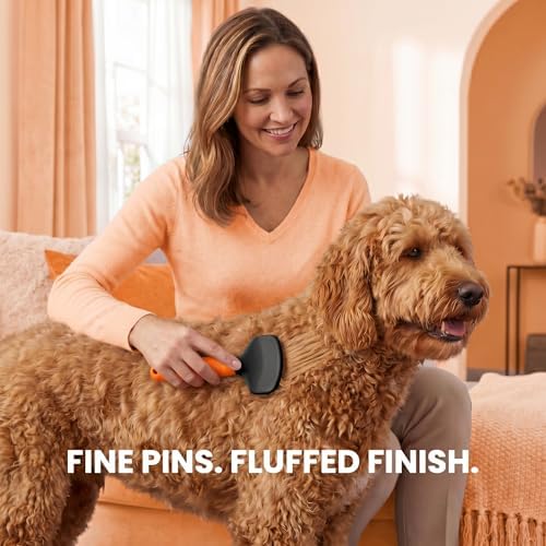Poodle Pet Slicker Brush - For Dogs, Cats, Rabbits - Matted/Loose Fur, Knots - Suitable for Doodle/Goldendoodle Grooming and Shredding Short/Long Hair (Orange) - Image 4