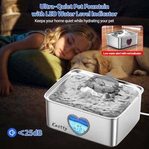 Kastty 4Gal/15L Stainless Steel Dog Water Fountain for Pets, Inside, FS80 - Image 3
