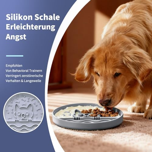 Slow Feeder Dog Bowl with Non-Slip Base, Silicone Puzzle Dog Food Bowl with Unique Design, Slow Feeding Bowl for All Types of Dogs Cats, Interactive Slow Eating, Anti-Choking, BPA-Free - Image 2