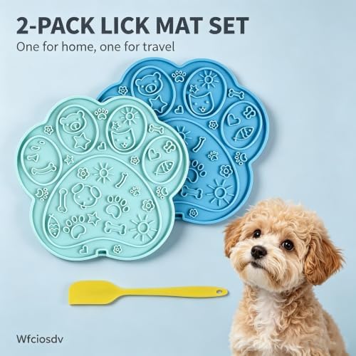Dog Cat Slow Lick Mat, 2-Pack Paw BPA-Free Silicone Suction Cups - Image 2