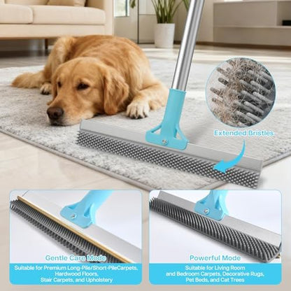 3PCS Carpet Rake for Pet Hair Removal, 54” Adjustable Long Handle, Dual-Sided Metal & Silicone Head,Reusable Pet Hair Remover Scraper Rake Carpet,Dog Hair Broom for Rugs,Mats,Couch and Furniture. - Image 4