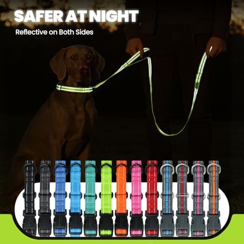 VIVAGLORY Double Handle Dog Leash Twingrip, 5ft x 1in, M2, Neon Yellow - Image 5