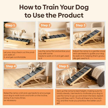 Dog Ramp for Bed, 7 Adjustable Height Large Pet Ramp, Support Up to 150lbs - Image 6