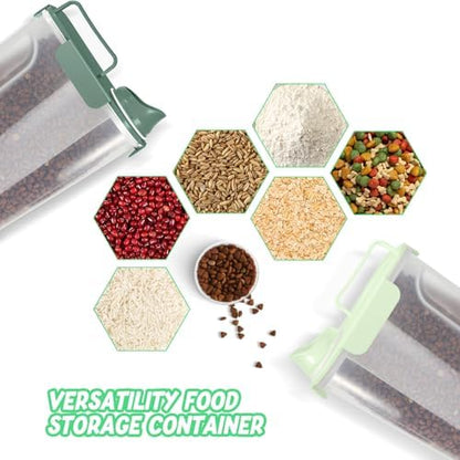 LEAWALK 5-7lbs Dog Cat Storage Container Portable with Upgraded Large Spout and Cup, Plastic Pet Food Dispenser for Small Animal Kibble, Bird Seed,Oatmeal, Rice,Flour, Brown Sugart-Green 2pack - Image 3