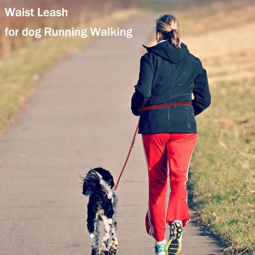 LWBMG Multi Function Leather Dog Leash - 8ft Genuine Leather Hands Free Double Ended Dog Training Leash for Small to Large Dogs - Red - Image 6