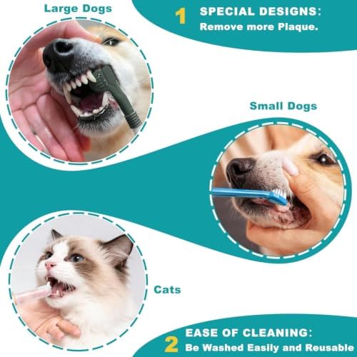 Dog Toothbrush Kit, 360-Degree Finger Three-Sided Design, Replaceable Brush Heads, Easy Teeth Cleaning and Dental Care (20 Pack) - Image 6