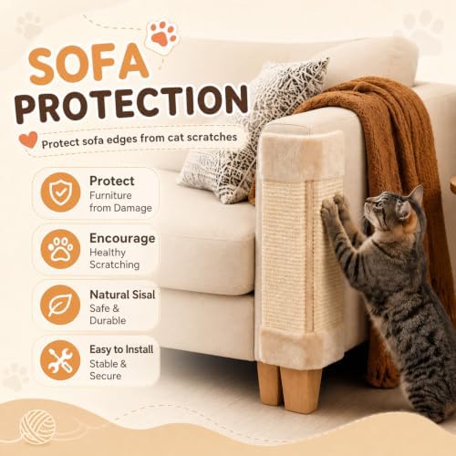 Taiyin 3 Pack Corner Cat Scratcher, 16.1" x 9.1" Sisal Couch Cat Scratch, Corner Wall Scratch Pad for Furniture Protection, Sofa Wall Door, Includes Fixings - Image 5