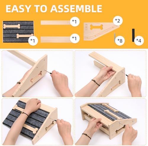Dog Ramp for Stairs, 2-Pack Wooden Stair Wedge for Dogs - Image 6
