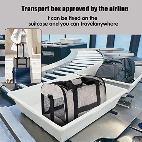 Cat Carrying Case - Pet Carrier Airline Approved, Protable and Breathable Pet Travel Carrier Removable Fleece Pad, Collapsible Cat Carrier Dog Carrier for Medium Cats Small Cats Dogs (Grey&Black M) - Image 6