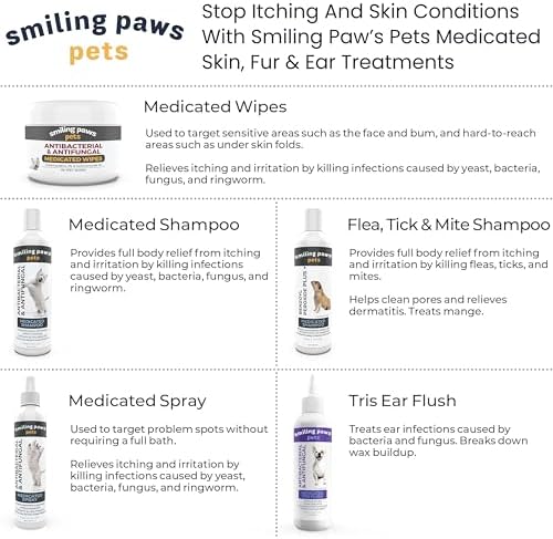 Smiling Paws Medicated Tris Flush Ear Cleaner for Dogs & Cats, 12oz - Image 7