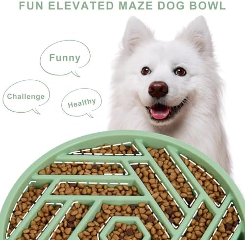 TOBYTO Slow Feeder Dog Bowls Large Medium Breed,Anti-Choking Slow Eating Dog Food Bowl,Non Slip Pet Slower Food Feeding Bowls Large Puzzle Slow Feeder Bloat Stop Maze Dog Dishes,Bean Green - Image 3