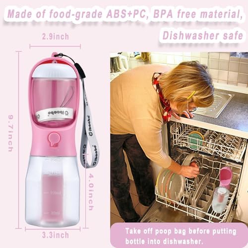 Cibaabo Dog Water Bottle with Food Container & Poop Bag Holder & Filter - Image 6