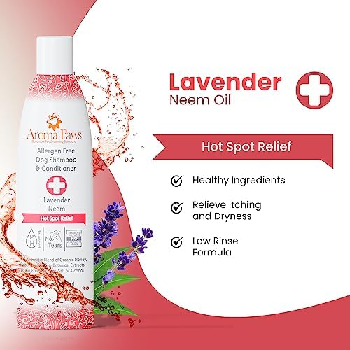 Dog Shampoo and Conditioner - Tearless Shampoo for Cleansing, Grooming, and Conditioning - Hot Spot Treatment Shampoo for Dogs and Puppies - Lavender and Neem 13.5 oz - Image 6