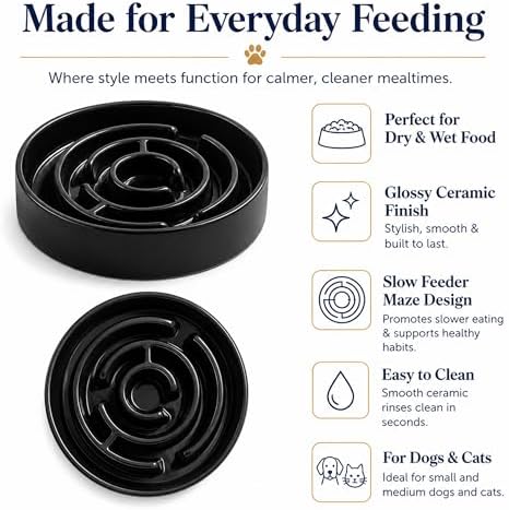 Ceramic Slow Feeder Dog Bowl, 1.5 Cup Puzzle Dish for Small Medium Dogs - Image 7