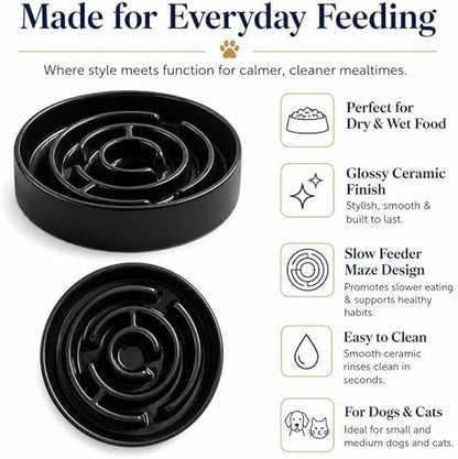 Ceramic Slow Feeder Dog Bowl, 1.5 Cup Puzzle Dish for Small Medium Dogs - Image 7