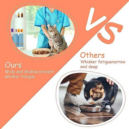 Cat Food Bowl Set, 6 inch Wide Shallow Cat Bowl for Relief Whisker Fatigue,Small Flat Cats Dish, Shallow Pet Feeding Dish or Plate for Kittens and Small Dogs (4Pcs) - Image 6