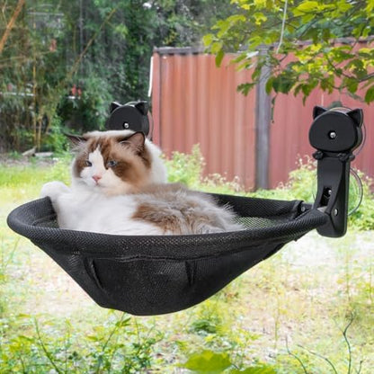JUNSPOW Cat Window Perch Cordless, Foldable & Stable Cat Beds- Breathable Cat Window Hammock for Overlooking, Sunbathing and Climbing - Maximum Hold Up to 40lb by JUNSPOW