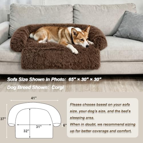 GGIB Calming Dog Bed Fluffy Plush Dog Mat for Furniture Protector with Removable Washable Cover for Large Medium Small Dogs and Cats (Medium, Coffee) - Image 5