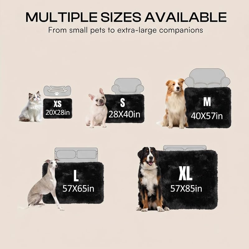 Waterproof Dog Blanket Pet Throw Blankets Fluffy Long Faux Fur Reversible Puppy Blankets 85x57in Furniture Protector Cover for Sofa Bed Couch Bed Cover Washable for Dogs Cats (Black XL) - Image 5