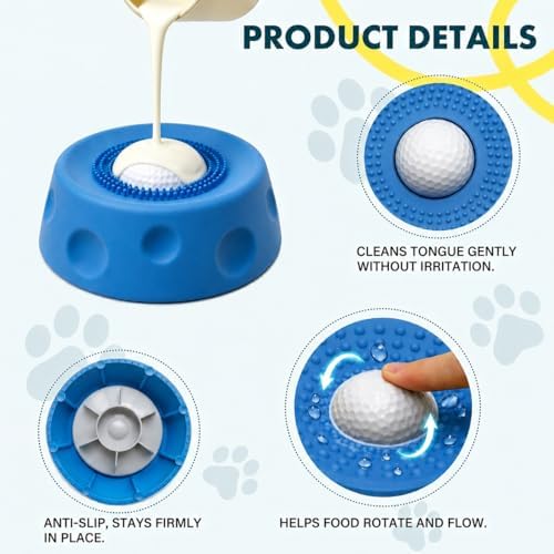 Dog Licking Bowl with Rolling Ball, Dog Lick Bowl, Slow Feeder Dog Bowls, Lick Mat for Dogs with Silicone BPA-Free Food-Grade Suction Base for Yogurt Bone Broth Peanut Butter - Image 4