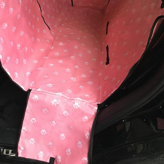 liuzz Dog Carriers Waterproof Rear Back Pet Dog Car Seat Cover Mats Hammock Protector with Belt Transportin-Pink