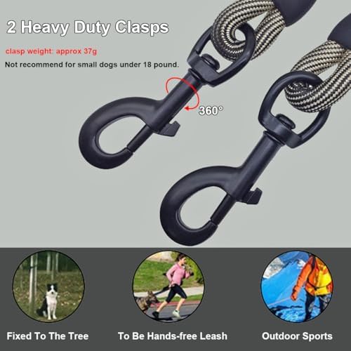 BTINESFUL Dog Tie Out Rope, 20ft Long Tether Dog Lead for Yard, BeigeBlack - Image 2