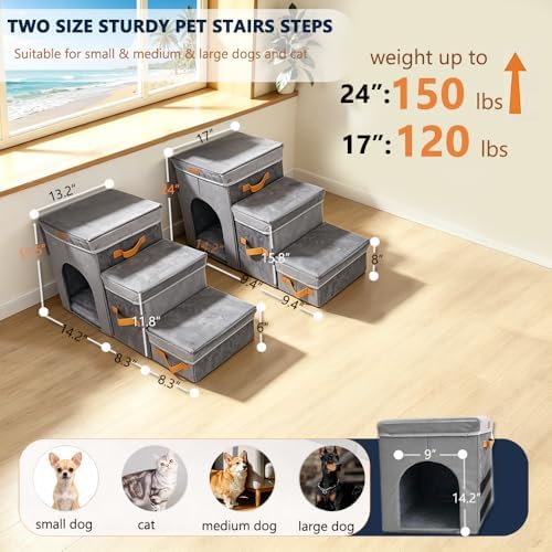 17-inch Pet Dog Stairs for High Beds, 120 lbs Weight Capacity - Image 3