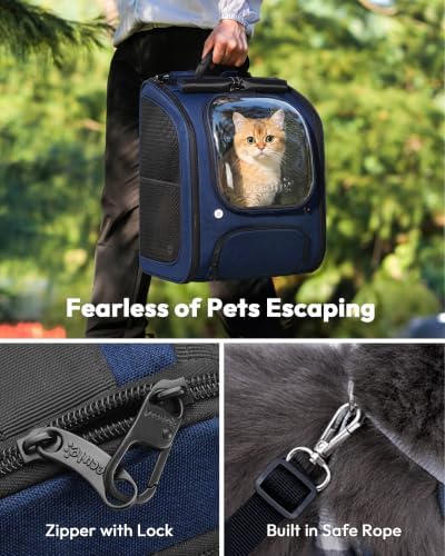Pecute Cat Backpack Carrier,Large Space Cat Bubble Backpack,Ergonomic,Blue - Image 5