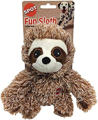 SPOT Fun Sloth Dog Toy - Soft, Stuffed, Squeaky, Plush Fabric Toy for Mini and Small Dogs and Puppies, Enrichment for Light Chewers and Cuddlers, 7in by SPOT