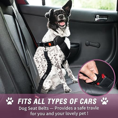 COOYOO Dog Seat Belt,3 Piece Set Retractable Dog Car Adjustable Seatbelts for Vehicle Nylon Pet Safety Heavy Duty & Elastic & Durable Car Harness for Dogs - Image 2