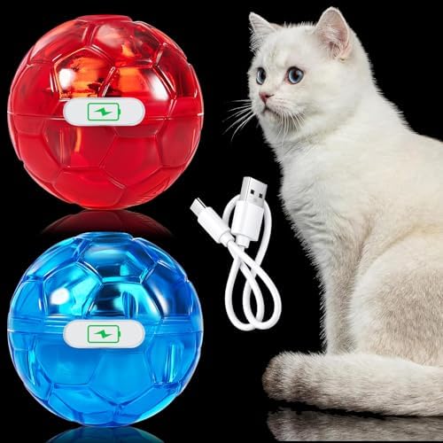 Sratte 2 Pcs Rechargeable Light up Cat Ball Ghost Hunting, Red and Blue by Sratte