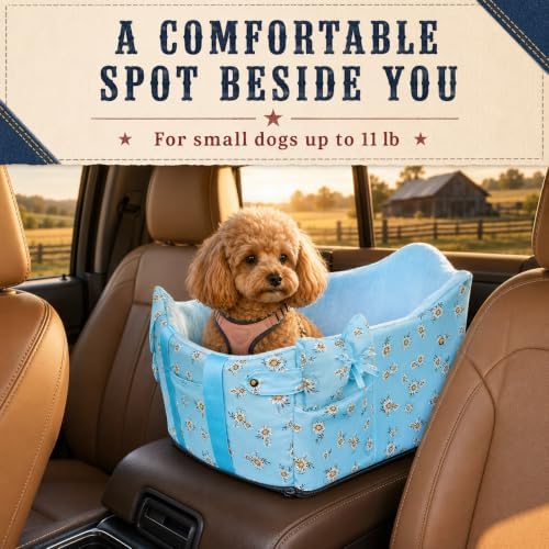 Console Dog Car Seat Up to 11lbs (Blue Daisy) - Image 2
