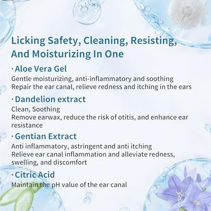 Dog Ear Cleaner, Contains Aloe Vera, Relieves Itching, Removes Earwax Buildup, Debris, Odors, Non Irritating, with Extended Soft Silicone Dropper, For Dogs and Cats, 1 Bottles (2.03 oz in total) - Image 6