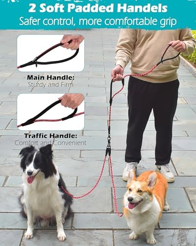 PetBonus Rope Double Dog Leash, No Tangle Dual Leash for Walking Two Dogs - Image 4