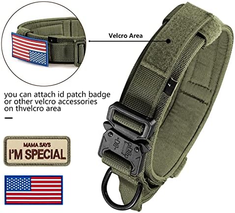 DAGANXI Tactical Dog Collar, Adjustable Military Training Nylon Dog Collar with Control Handle and Heavy Metal Buckle for Medium and Large Dogs, with Patches and Airtags Case (M, Green) - Image 5