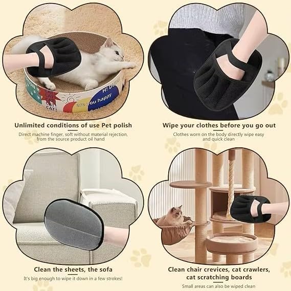 Hair Removal Glove for Cats & Dogs – 5-Finger Electrostatic Pet Hair Remover, Reusable Grooming Mitt for Bathing, Cleaning, Lint & Fur Removal – Static Design, Easy Clean, Non-Slip