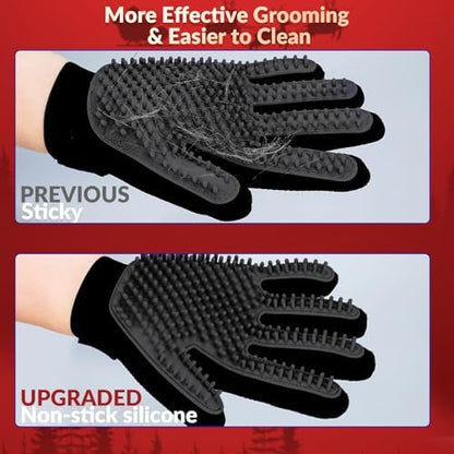 Pet Hair Removal Glove with 255 Silicone Tips for Dogs & Cats, 1 Pair Black - Image 2