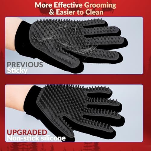 Pet Hair Removal Glove with 255 Silicone Tips for Dogs & Cats, 1 Pair Black - Image 2