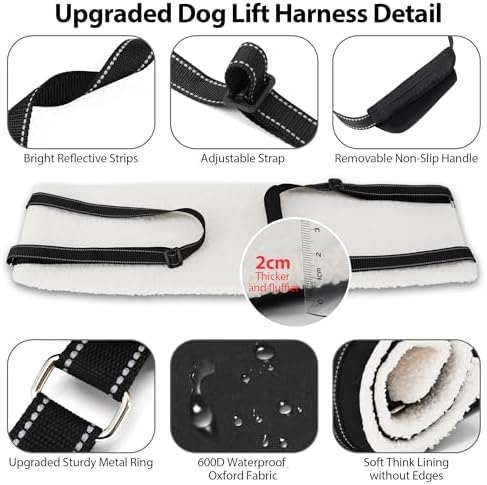 AIITLE Adjustable Dog Sling Dog Lift Harness Hind Leg Support, Black XL - Image 2