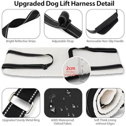 AIITLE Adjustable Dog Sling Dog Lift Harness Hind Leg Support, Black XL - Image 2