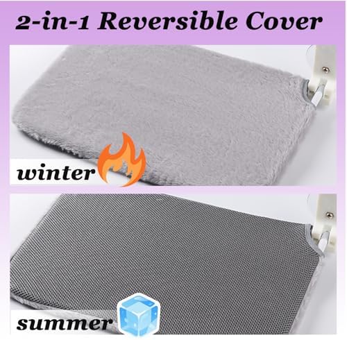 2 PCS Window Cat Bed (Medium 20.4''×11.8'') - Machine Washable Cover, 4 Large Suction Cups, Solid Metal Frame - Cordless Foldable Cat Window Hammock for Indoor Cats (2×Grey) - Image 2